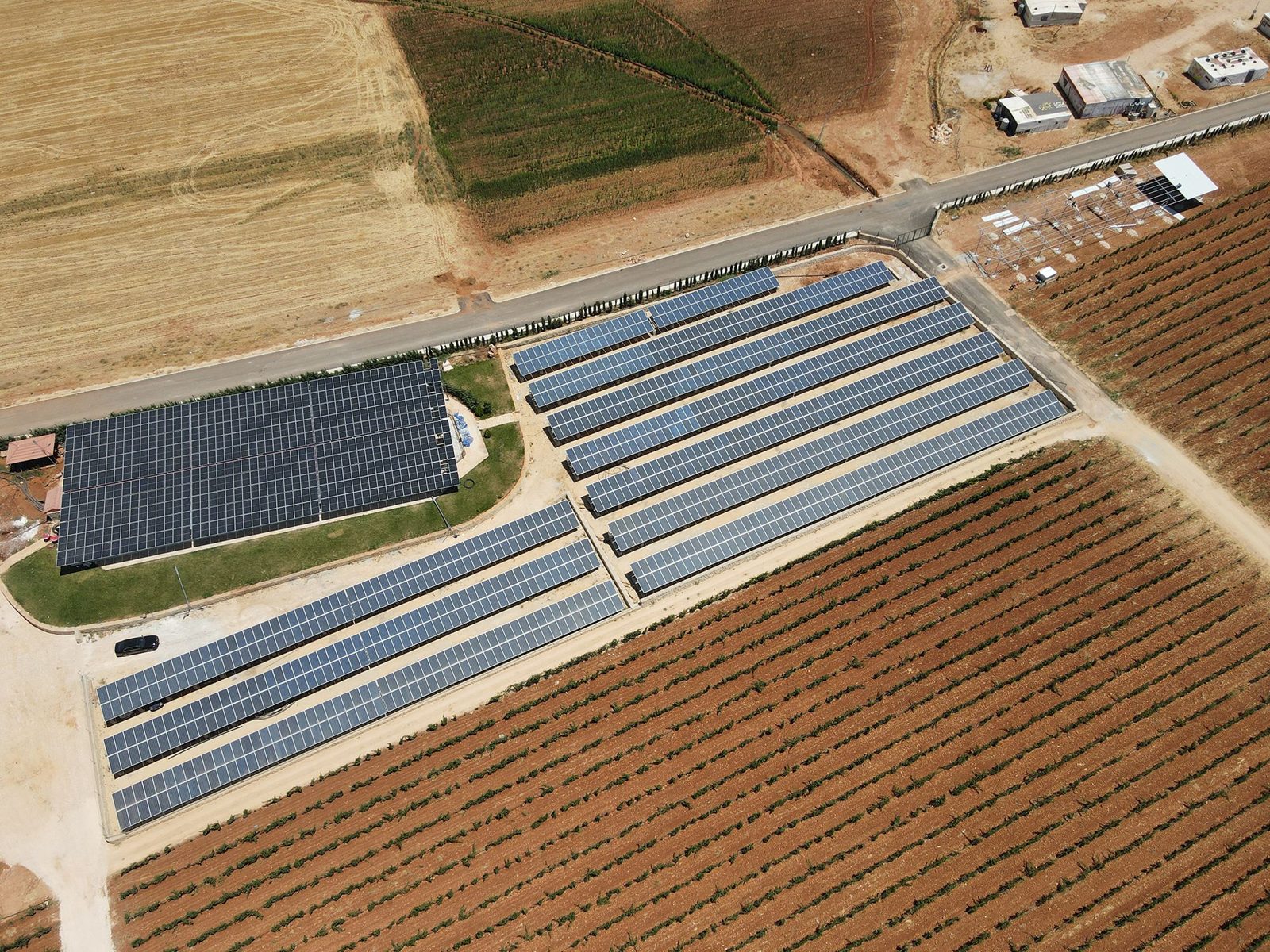 Aerial of a solar installation managed by Apex